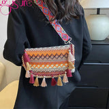 Tassel Knit Messenger Bag Women Small Purse Handbags