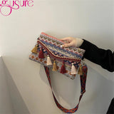 Tassel Knit Messenger Bag Women Small Purse Handbags
