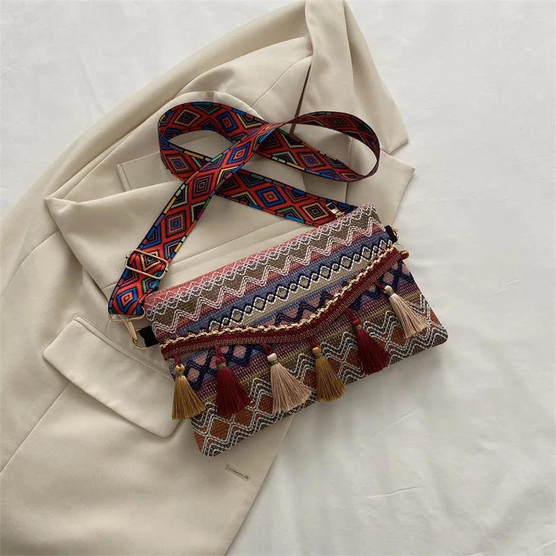 Tassel Knit Messenger Bag Women Small Purse Handbags