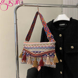Tassel Knit Messenger Bag Women Small Purse Handbags