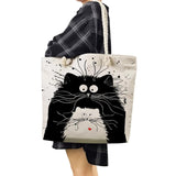 Cartoon Cat Print Eco Reusable Handbags Japanese Style Tote