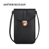 Red Leather Clutch Purse Handbag Mini Bag with Touch Screen, Shoulder Strap