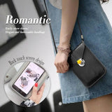 Red Leather Clutch Purse Handbag Mini Bag with Touch Screen, Shoulder Strap