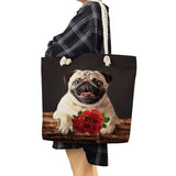 Pug Dog Print Shopping Bag Grocery Tote Bags