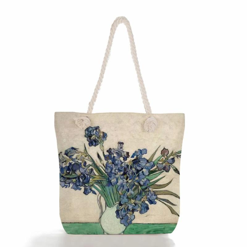 Van Gogh Oil Painting Tote Bag Retro Art Travel Bag Women High Handbags