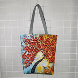 Cherry Blossom Oil Paint Tote Bag Reusable Eco Friendly High Capacity