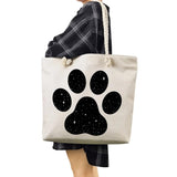 Pug Cartoon Print Linen Rope Shoulder Bag Lady Tote Bags Women Handbags