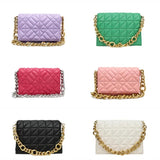 Women's Chain Quilted Shoulder Bag with Thick Chain Strap