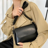 Small Flap Shoulder Bag for Women Solid PU Leather Handbag Clutch Lady Crossbod