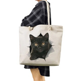 Cat Print Women Shopping Bag Eco Reusable Handbags