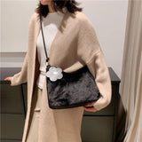 Shoulder Crossbody Bag for Women Plush Soft Underarm Bag Casual Ladies Handbags