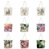 Floral Print Handbags High Capacity Tote Bags Travel Beach Bag