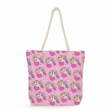 Casual Unicorn Print Shoulder Bags Thick Rope Travel Beach Tote Reusable
