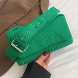 Corduroy Crossbody Bag Women Square Messenger Handbag Spring Satchel