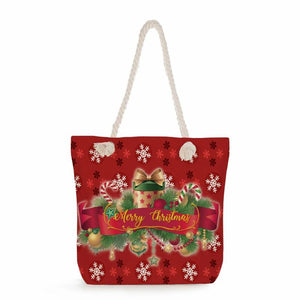 Christmas Gift Red Tote Handbags For Women Eco Reusable Shopping Bags