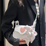 Love Heart Small Square Shoulder Bag Women's Messenger Bag with Scarf