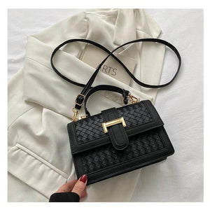 Women Belt Lock Single Shoulder Crossbody PU Leather Handbag