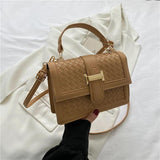 Women Belt Lock Single Shoulder Crossbody PU Leather Handbag