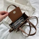 Small Square Bag Messenger Bags for Women Vintage Pu Leather Ladies Shoulder Bag