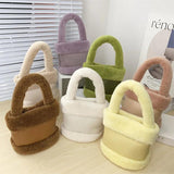 Plush Women's Bucket Bag Retro Handbag Autumn/Winter
