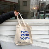 YOUTH Letters Print Women Canvas Shopping Bag Cotton Cloth Shoulder Bag