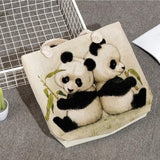 Panda Printed Handbags Casual Women Shoulder Bag Thick Rope Tote Bag