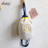Embroidered Smiley Small Soft Plush Shoulder Bag for Women