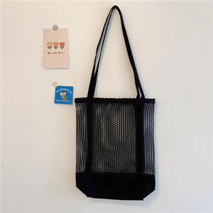 Qiaoduo Canvas Shoulder Bag Women Bag Mesh Net Handbag Crossbody Bag