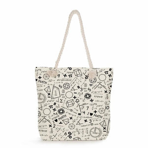 Thick Rope Shoulder Bag Cartoon Print Tote Bags for Women