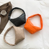 Women Top-handle Bag Quilted Rhombus Pattern Solid Girl Clutch