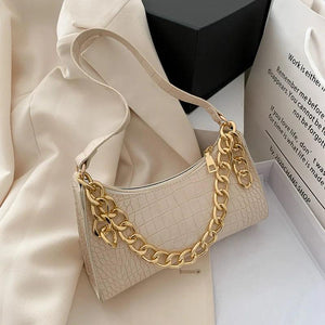 Leather Shoulder Bag Crocodile Pattern Tote Underarm Bag