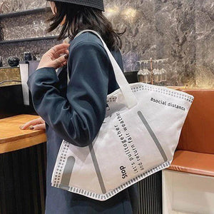 Environmental Canvas Mask Shoulder Bag Women Lady