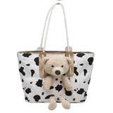 Bear Women's Canvas Shopper Bag Waterproof Zipper Handbags Tote Bolsa