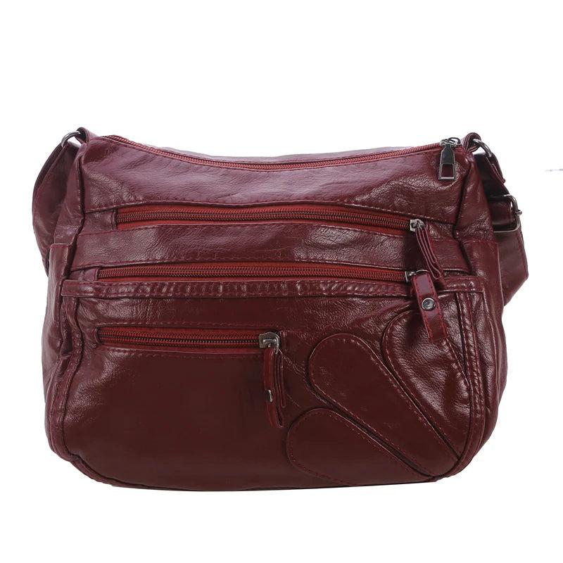Vintage Leather Shoulder Bag Classic Messenger Pack Brown