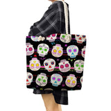 Floral Skull Print Handbag Eco Reusable Shopping Bag Large Capacity