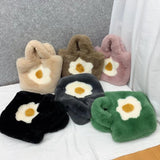 Egg Print Plush Handbag for Women with Chain Strap