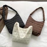 Quilted Rhombus Pattern Shoulder Tote Bag, Lightweight Women Handbag