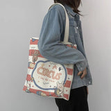 Canvas Shoulder Bag Circus Books Daily Shopping Bags Students Bookbag Handbags