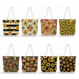 Sunflower Print Foldable Shopping Bag Handbag Women Floral Travel Tote