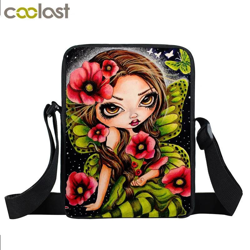 Gothic Girl Messenger Bag Ladies Shoulder Bag Canvas Cross Body Satchel