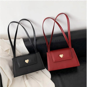 Retro Women Small Square Shoulder Bag Red Wine PU Leather Tote Purse Handbag
