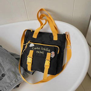 Youth Female Canvas Shoulder Bag Nylon Messenger Student Girl Crossbody Tote Sch
