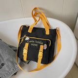 Youth Female Canvas Shoulder Bag Nylon Messenger Student Girl Crossbody Tote Sch