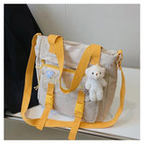 Youth Female Canvas Shoulder Bag Nylon Messenger Student Girl Crossbody Tote Sch