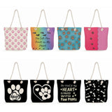 Dog Paw Printed Shoulder Bag for Women - High Capacity Tote Bags