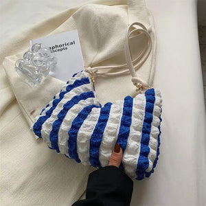 Women Shoulder Bags Striped Zipper Totes Rainbow Large Capacity Handbag