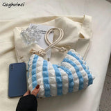 Women Shoulder Bags Striped Zipper Totes Rainbow Large Capacity Handbag
