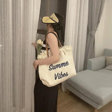 Large Capacity Canvas Tote Bag Travel Beach Bag Tassel Women Bag Ladies Handbag