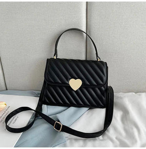 Embroidery Thread Quilted Crossbody Bag PU Leather Tote