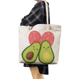 Yoga Avocado Print Eco Linen Tote Shoulder Bag